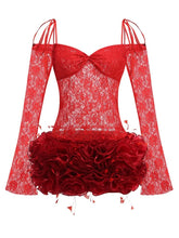 2025 New Summer Women Sexy Lace Off the Shoulder Full Florlas Bodycon Mini Dress Nightclub Party Celebrate Bar Singer Wear